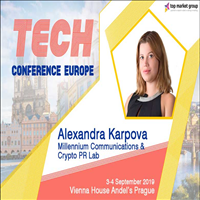 The Growing Use of Blockchain by Start-ups and SMEs with Alexandra Karpova (Co-Founder & CEO at Millennium Communications) at TCE2019 Prague