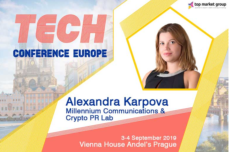 The Growing Use of Blockchain by Start-ups and SMEs with Alexandra Karpova (Co-Founder & CEO at Millennium Communications) at TCE2019 Prague